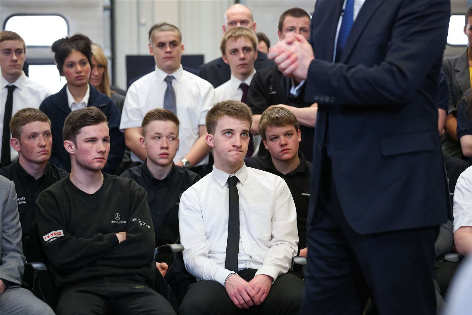 Apprentices at the Mercedes-Benz UK National Apprentice Academy (Paul Rogers/The Times/PA)