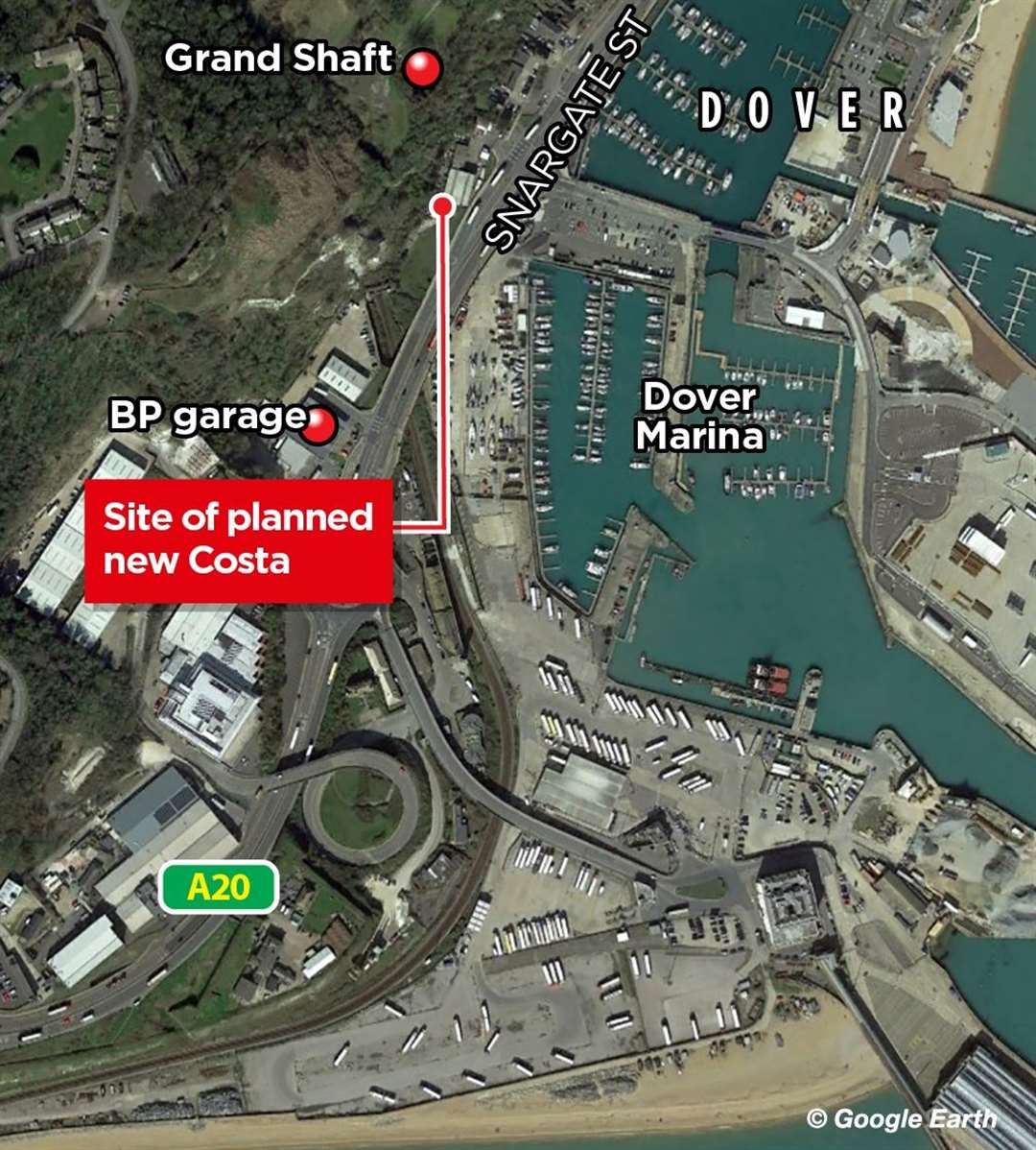 The new Costa will be along the A20, opposite Dover Marina