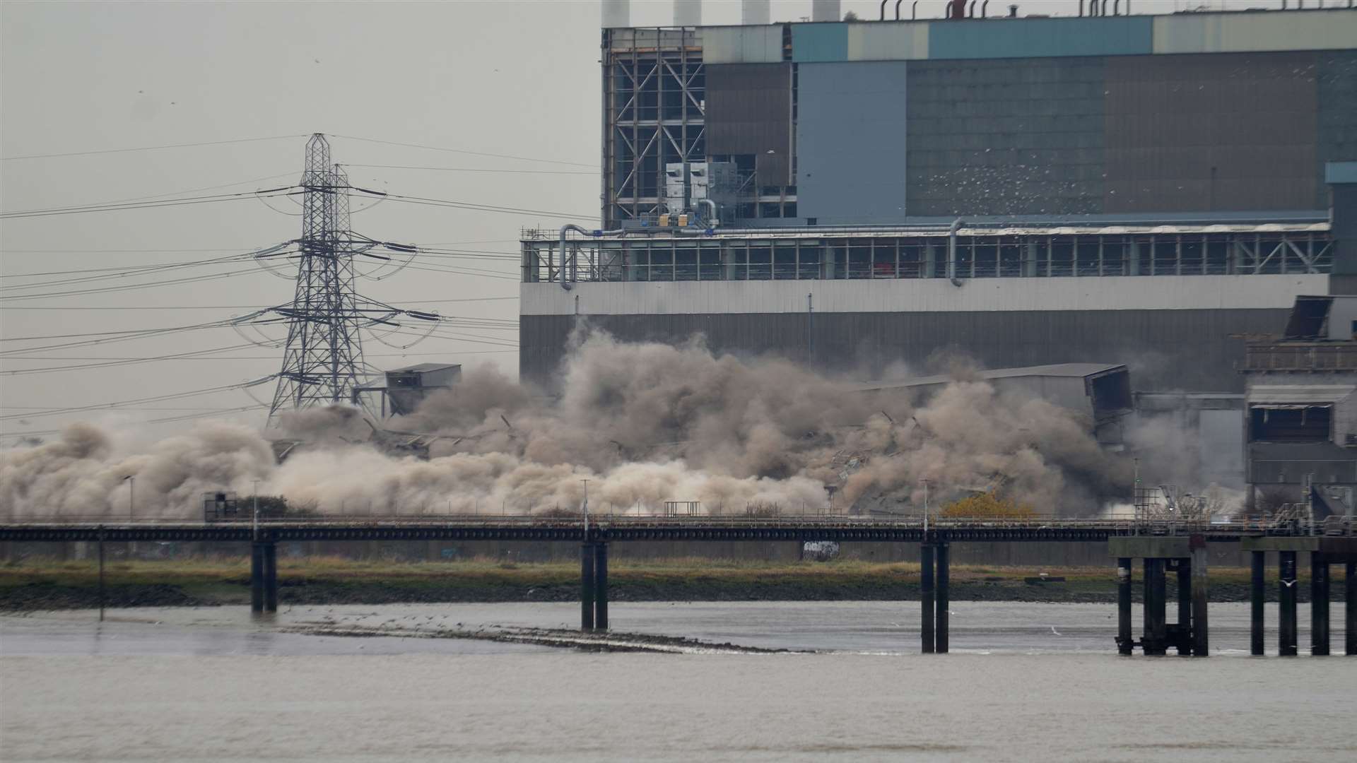 Part of Tilbury Power Station disappears. Picture: Jason Arthur