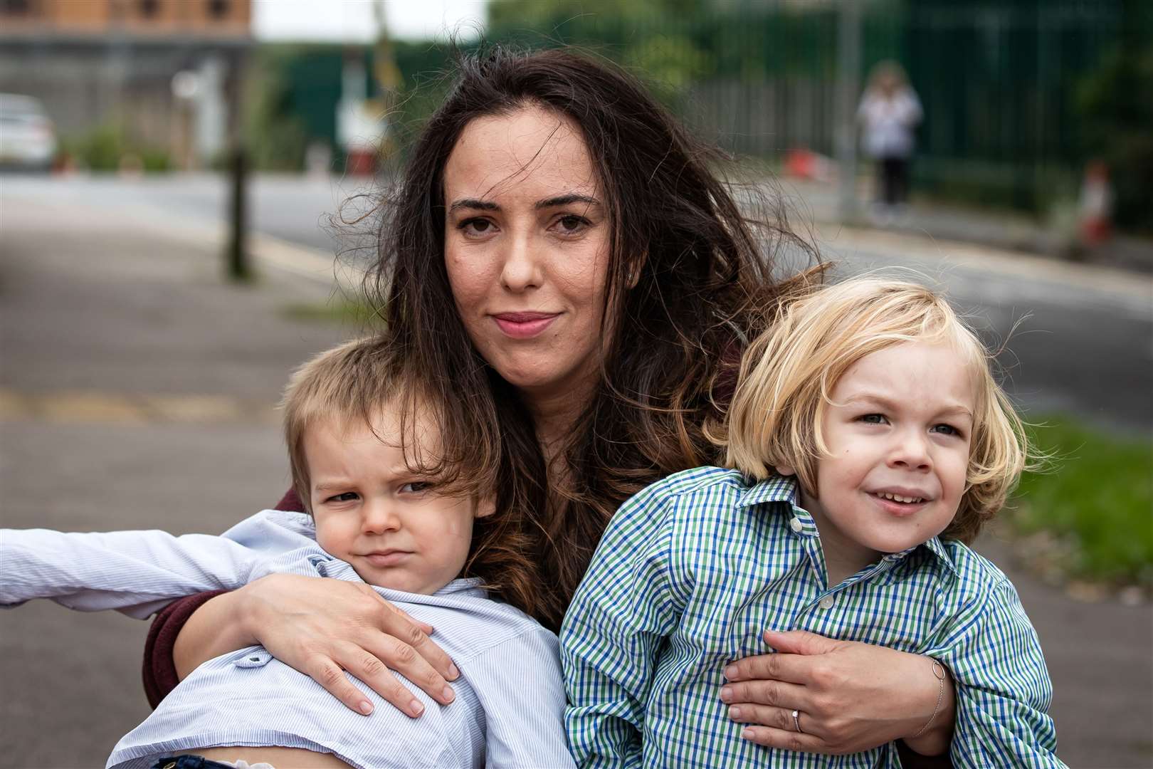 Julian Assange’s fiancee Stella Moris, with their sons, Gabriel (right) and Max (Aaron Chown/PA)