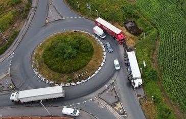 A lorry has overturned along the B2005 Swale Way. Picture: Jamie Asquith