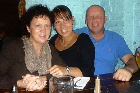 Firefighter Chris Peacock with his daughter Stacey and wife Tina