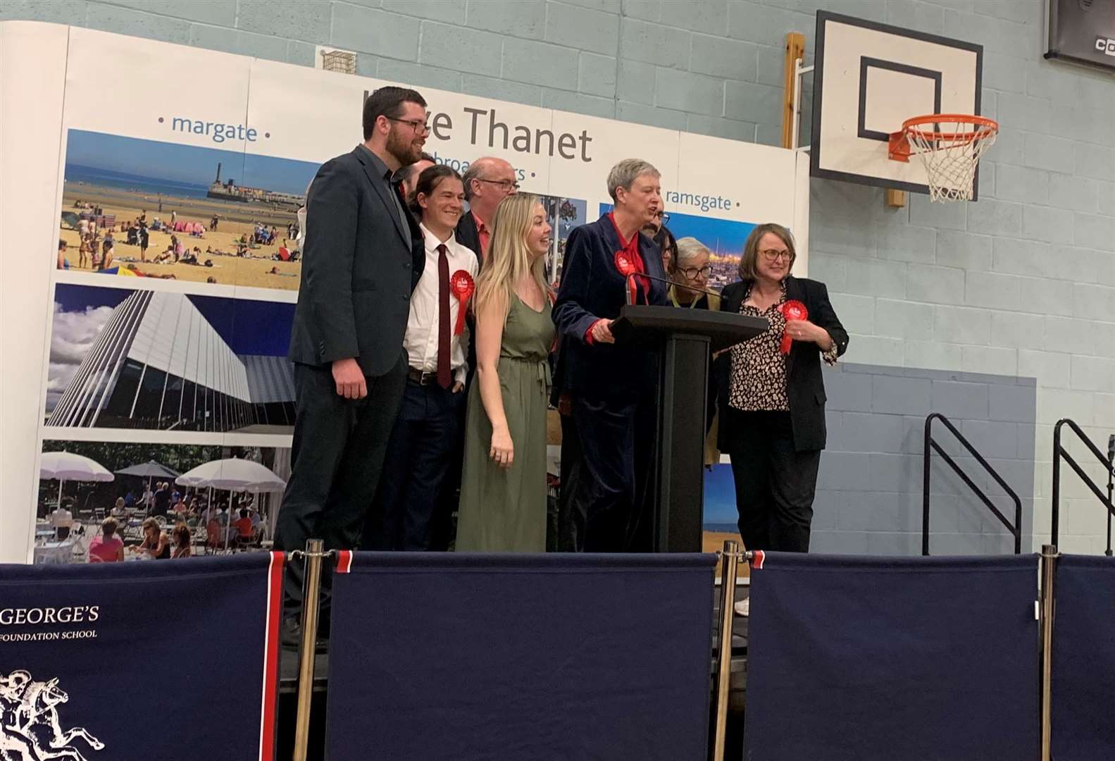 East Thanet Labour members on stage after their landslide win