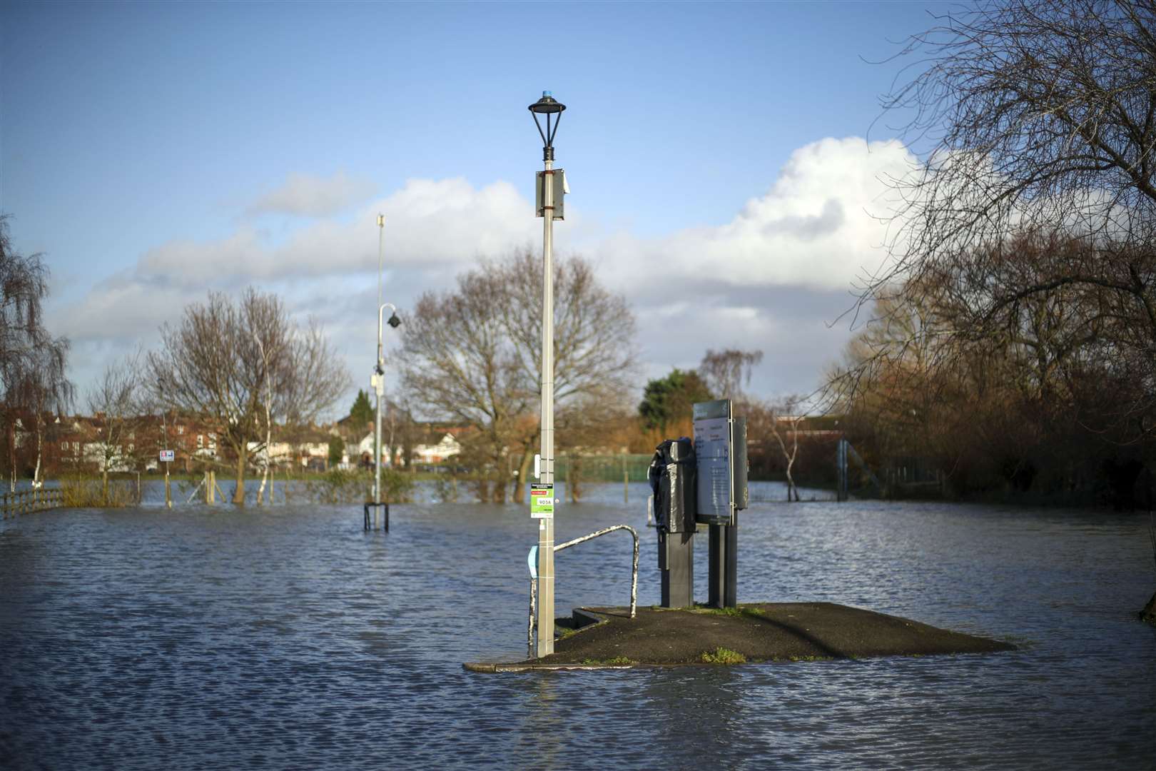 A flooded park in Tewkesbury (Steve Parsons/PA)