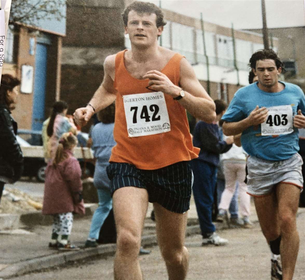 Tom Corkery running the Paddock Wood Marathon in 1990. Picture: Paddock Wood Athletic Club