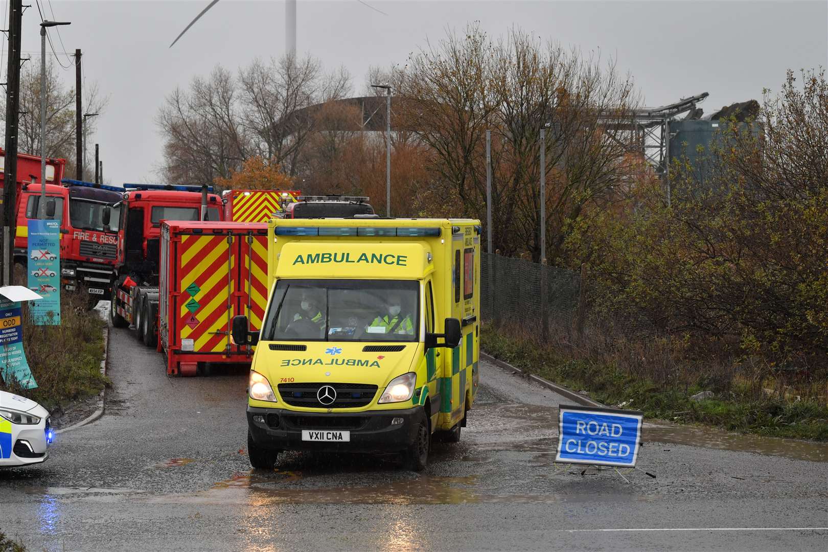 An ambulance leaves the site near Bristol (Ben Birchall/PA)