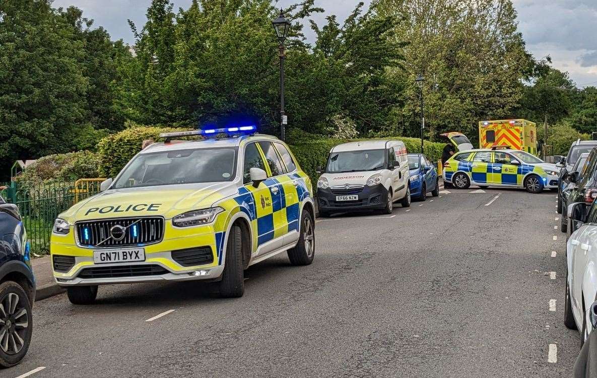 Police blocked off the road near the play park. Picture: South East 999 Videos