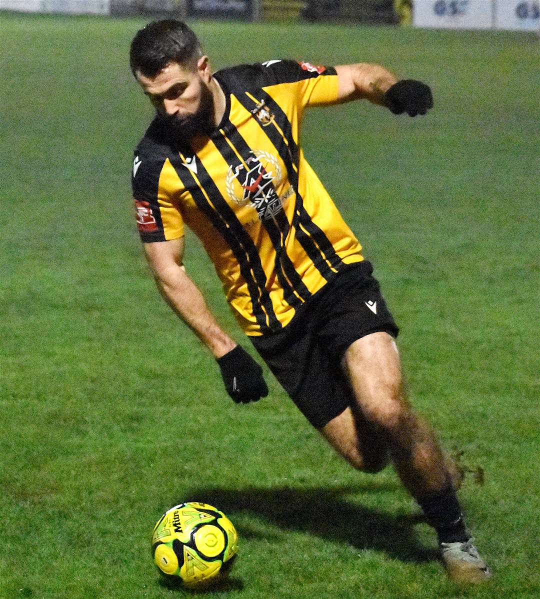 Folkestone’s Joe Turner in possession. Picture: Randolph File