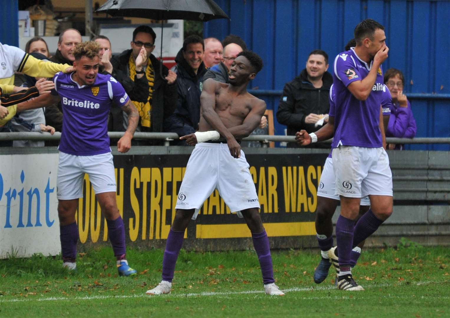 Blair Turgott celebrates his injury-time winner Picture: Steve Terrell