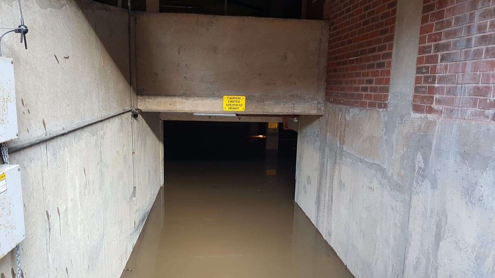 The flood water remains at Riverbank House after more than four weeks. Picture: Pippa Garrott