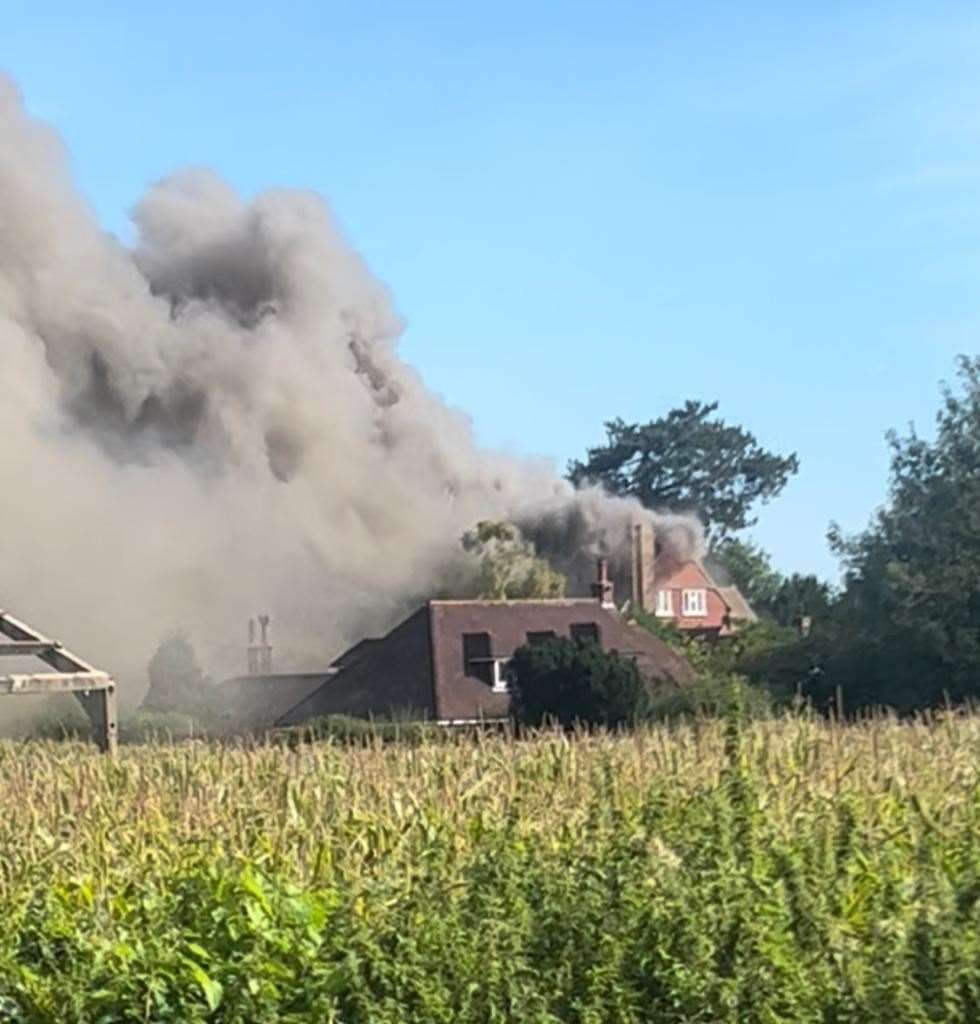 Crews were called to Borough Green Road in Wrotham to tackle a fire at a home