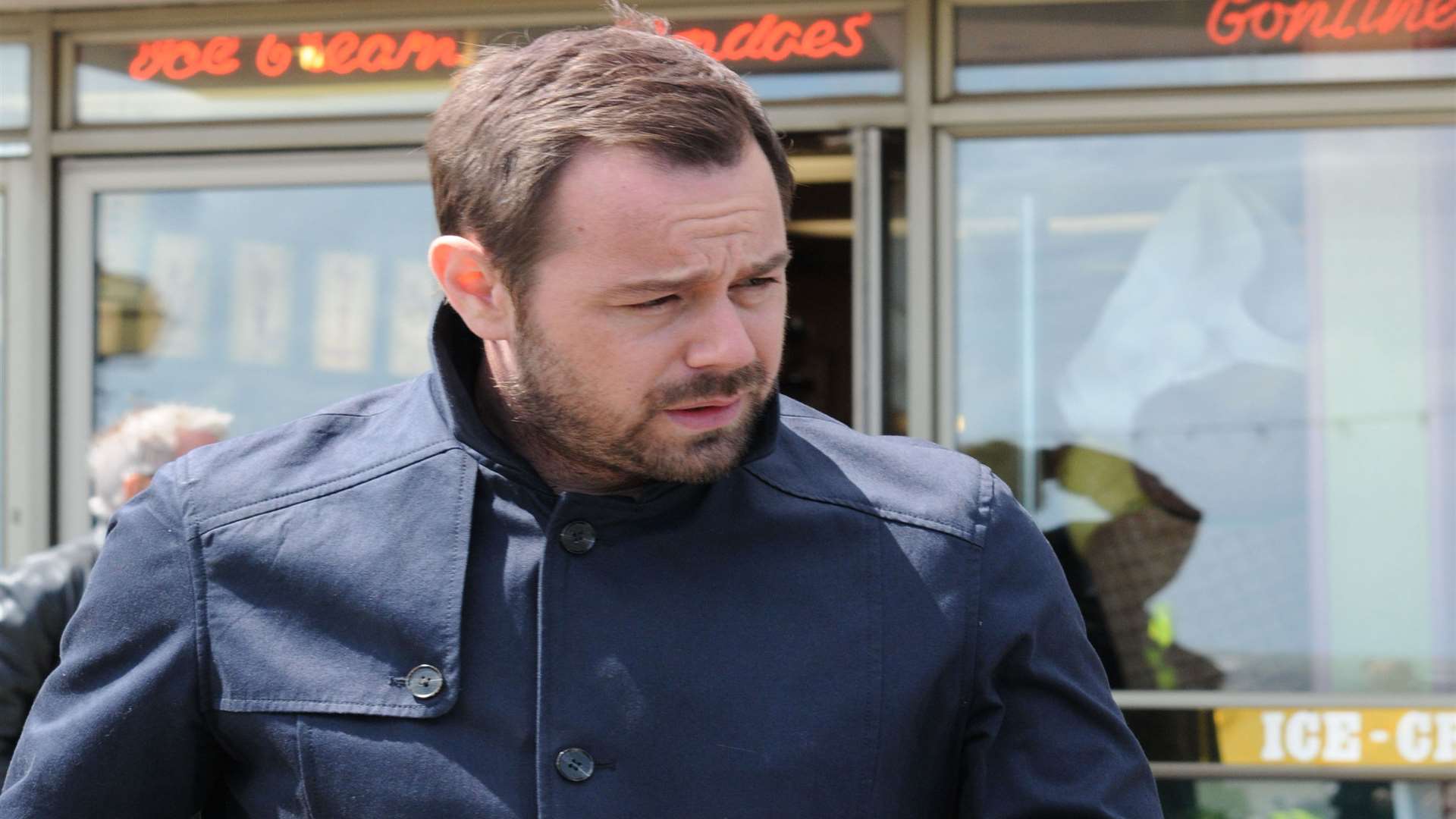 Danny Dyer outside Morelli's ice cream parlour