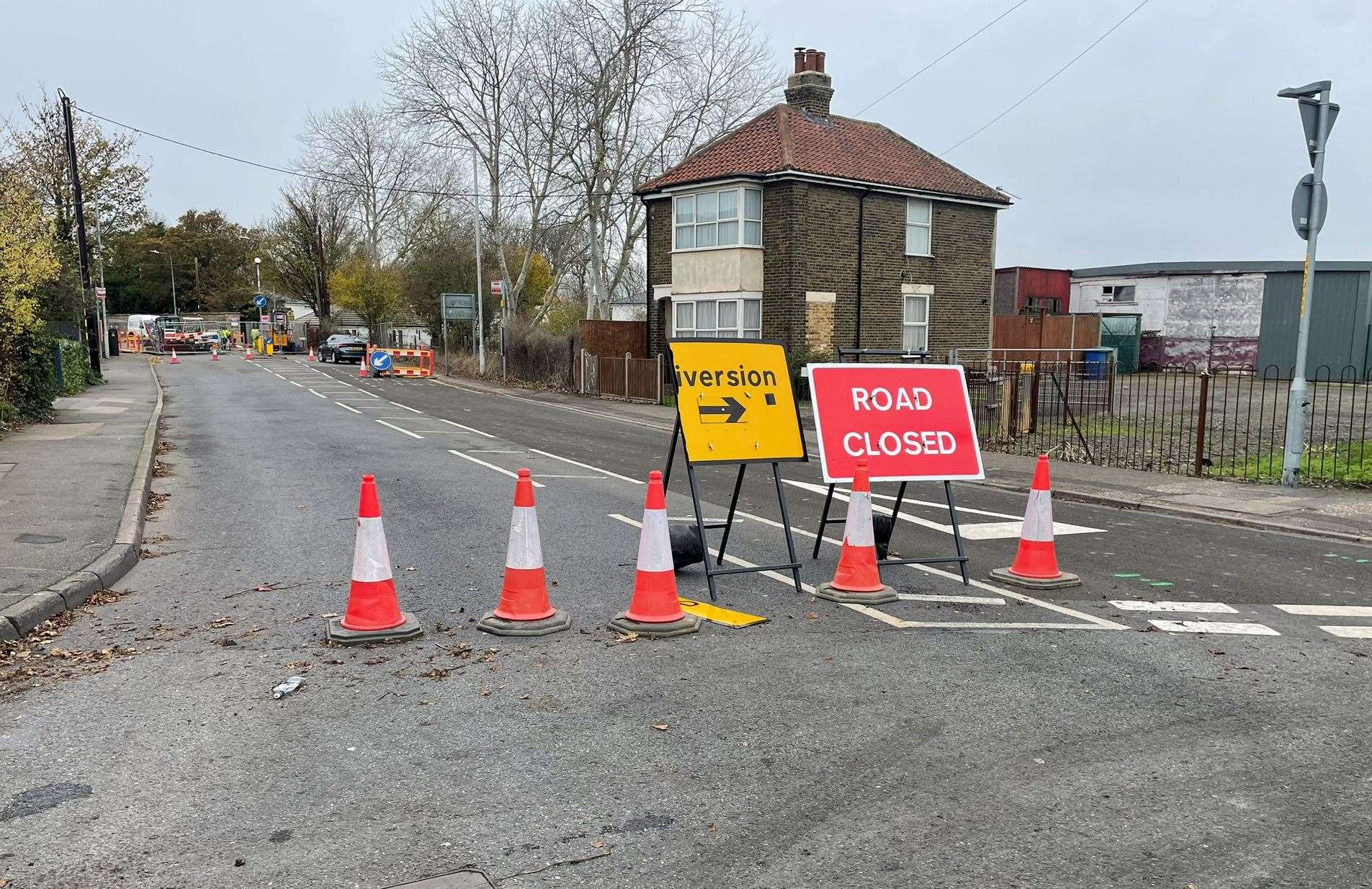 Halfway Road is closed for SGN gas works. Picture: Joe Crossley