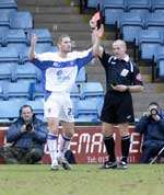 Ben Chorley is sent off. Picture: ANDY PAYTON