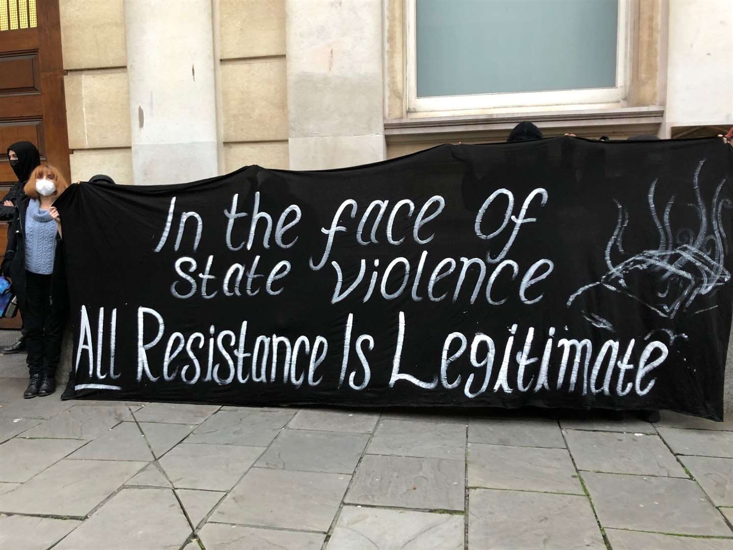 Ryan Roberts supporters outside Bristol Crown Court (Tess de la Mare/PA)