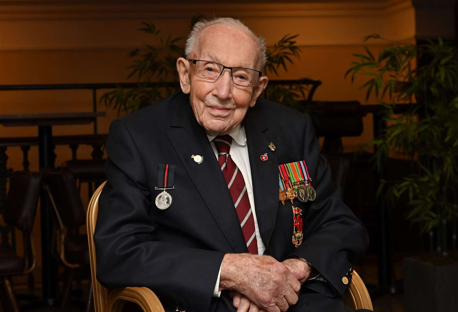 Captain Sir Tom Moore backstage at The Royal British Legion’s Festival of Remembrance (Mark Allan/The Royal British Legion/PA)