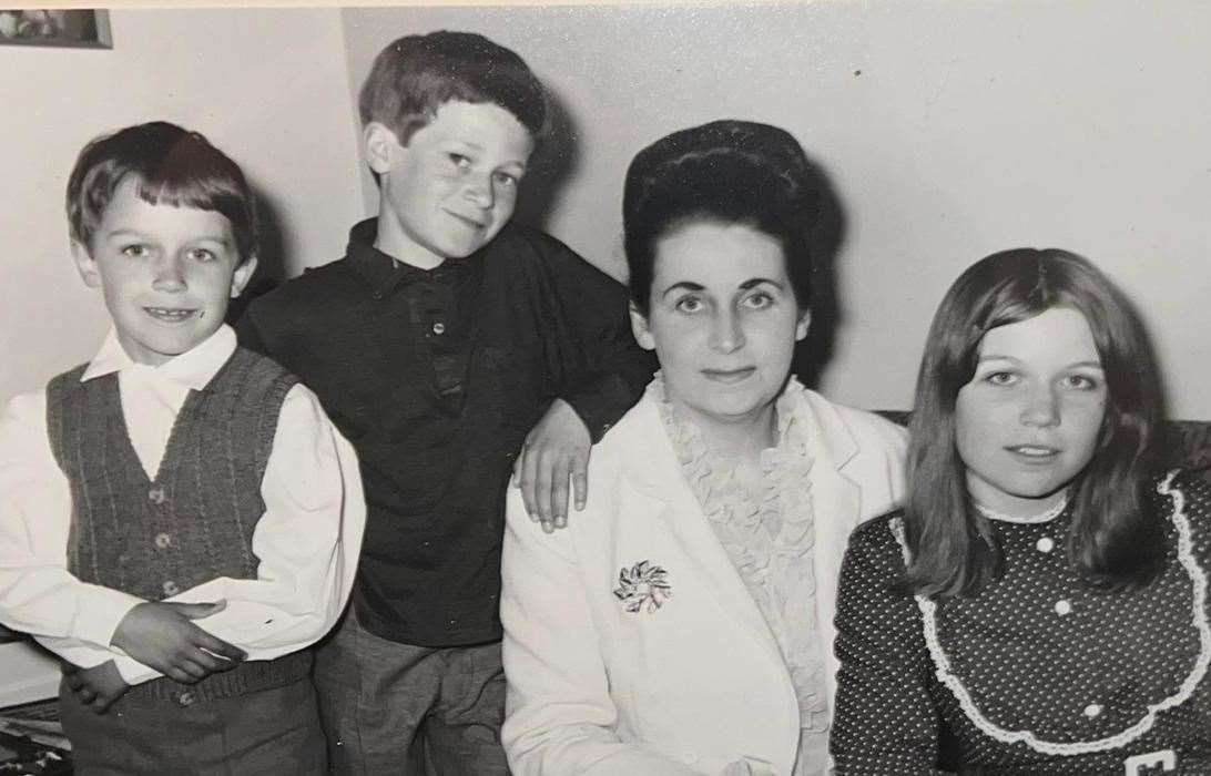 Tony (middle) with his brother Gregory, mum Pat and sister Sherry