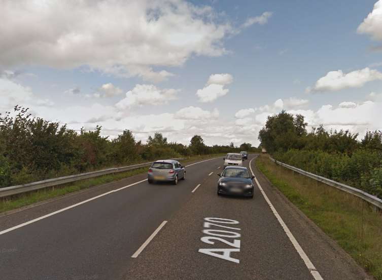 The A2070 - near to the Brookland roundabout on Romney Marsh. Picture: Google