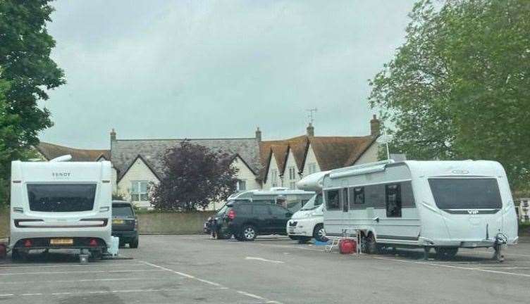 Six caravans were spotted by passers-by near Faversham Pools car park again