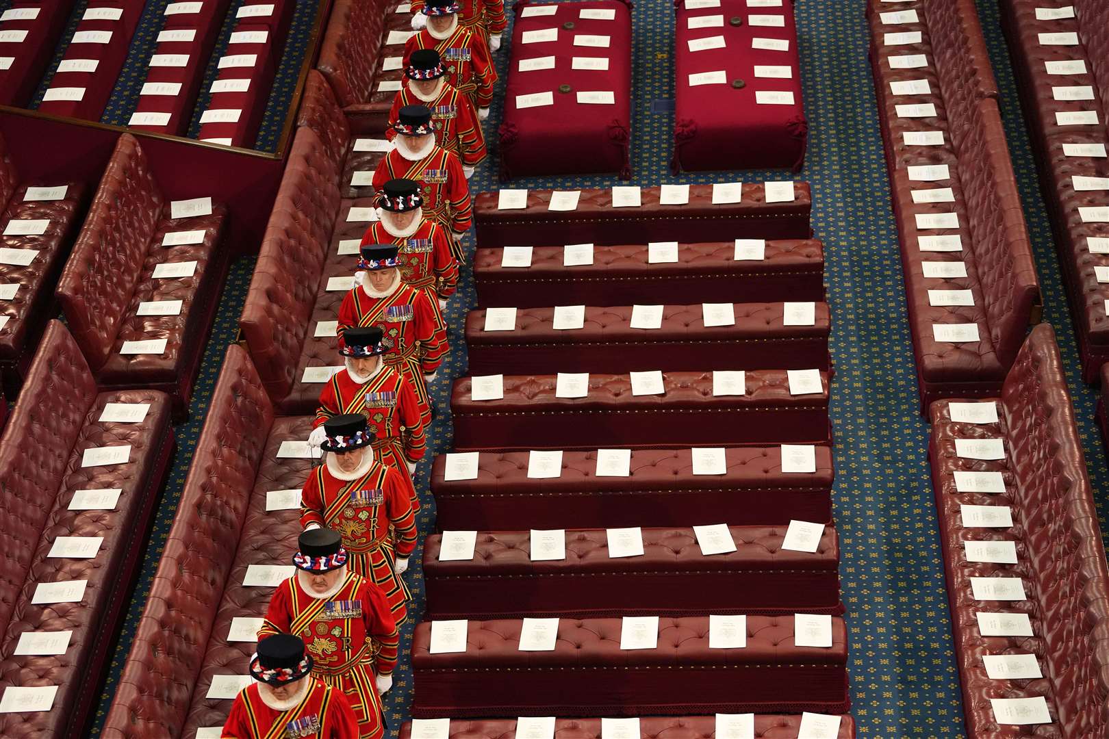 The Yeoman of the Guard Ceremonial Search takes place. The Ceremonial Search represents the finding of gunpowder in the cellars of Parliament in the gunpowder plot of 1605 (Kirsty Wigglesworth/PA)