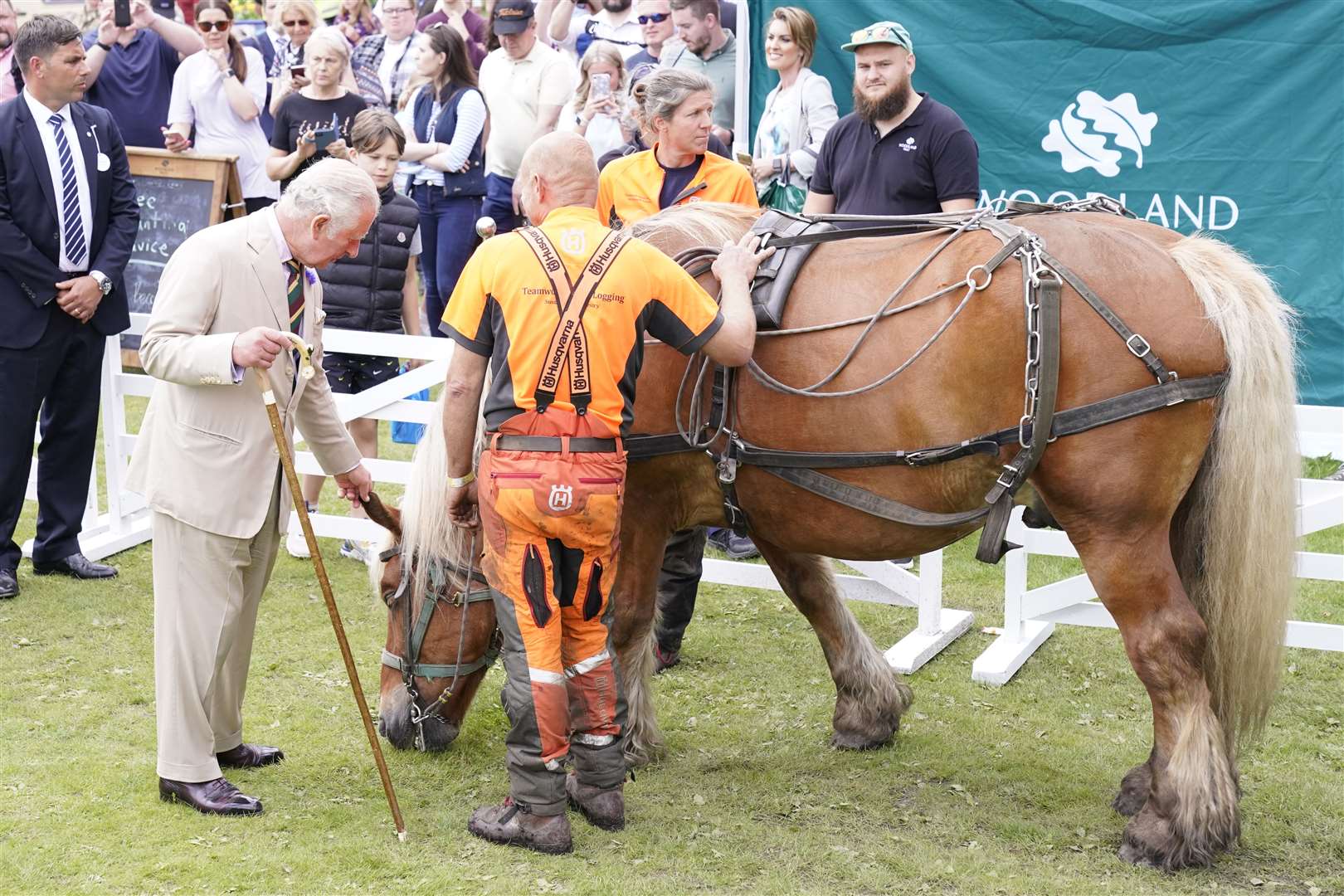 The Prince of Wales met staff, stewards and exhibitors as he toured the livestock areas (Danny Lawson/PA)