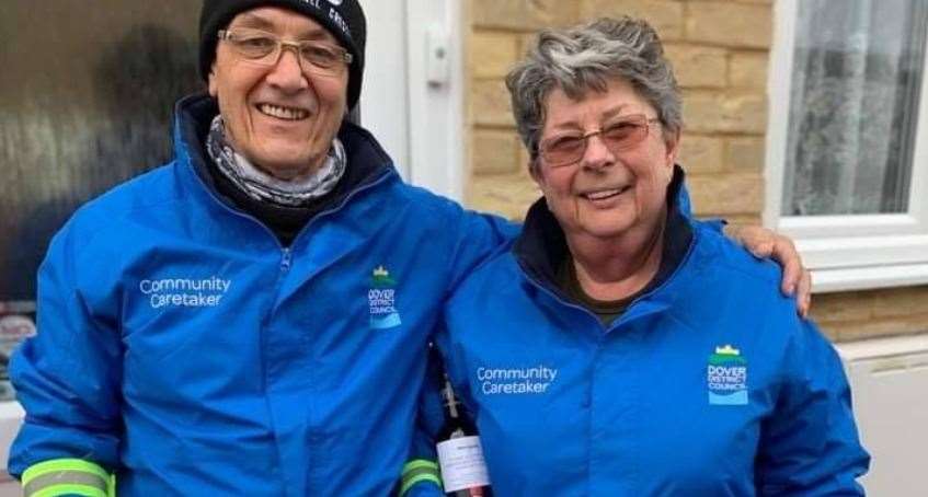 Augusta and Paul Pearson as community caretakers in Dover. Picture: Augusta Pearson, Facebook