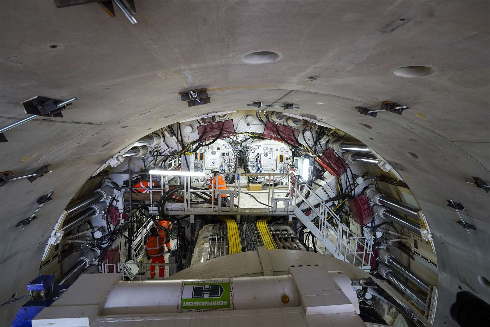 Workers on Florence – the largest ever tunnel boring machine used on a UK rail project (Steve Parsons/PA)