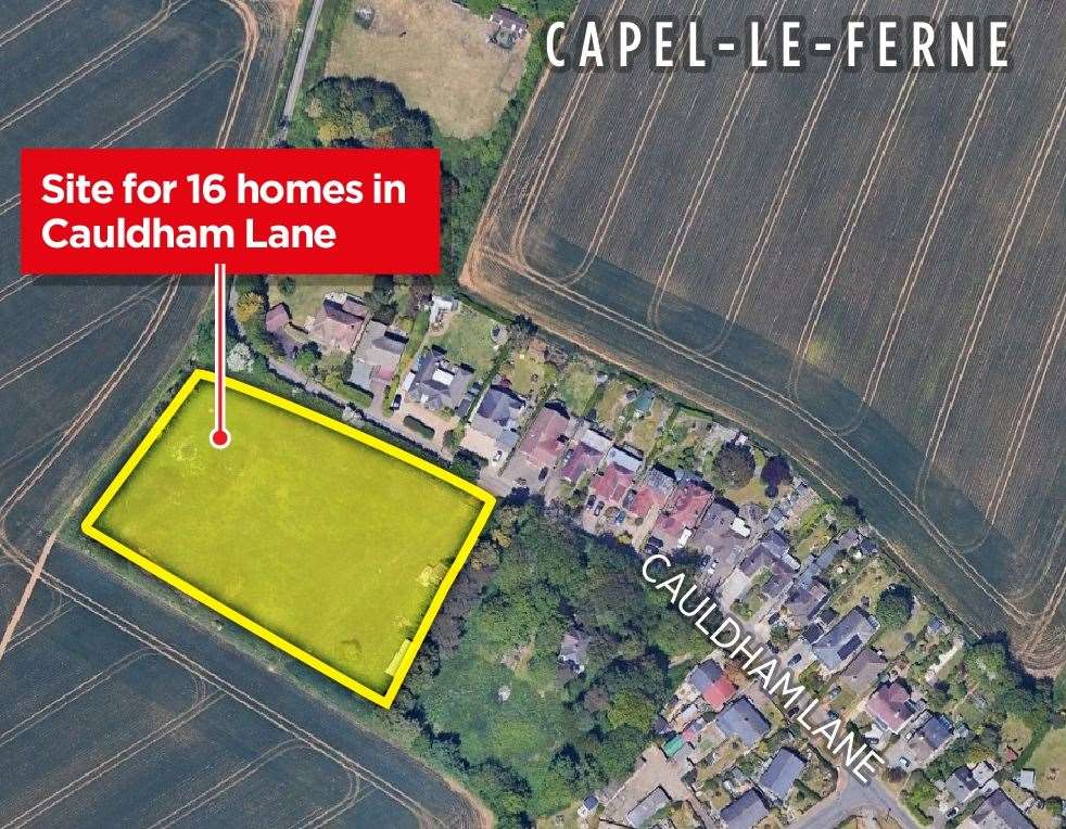 The 1.8-acre site where the new homes will be built in Capel-le-Ferne