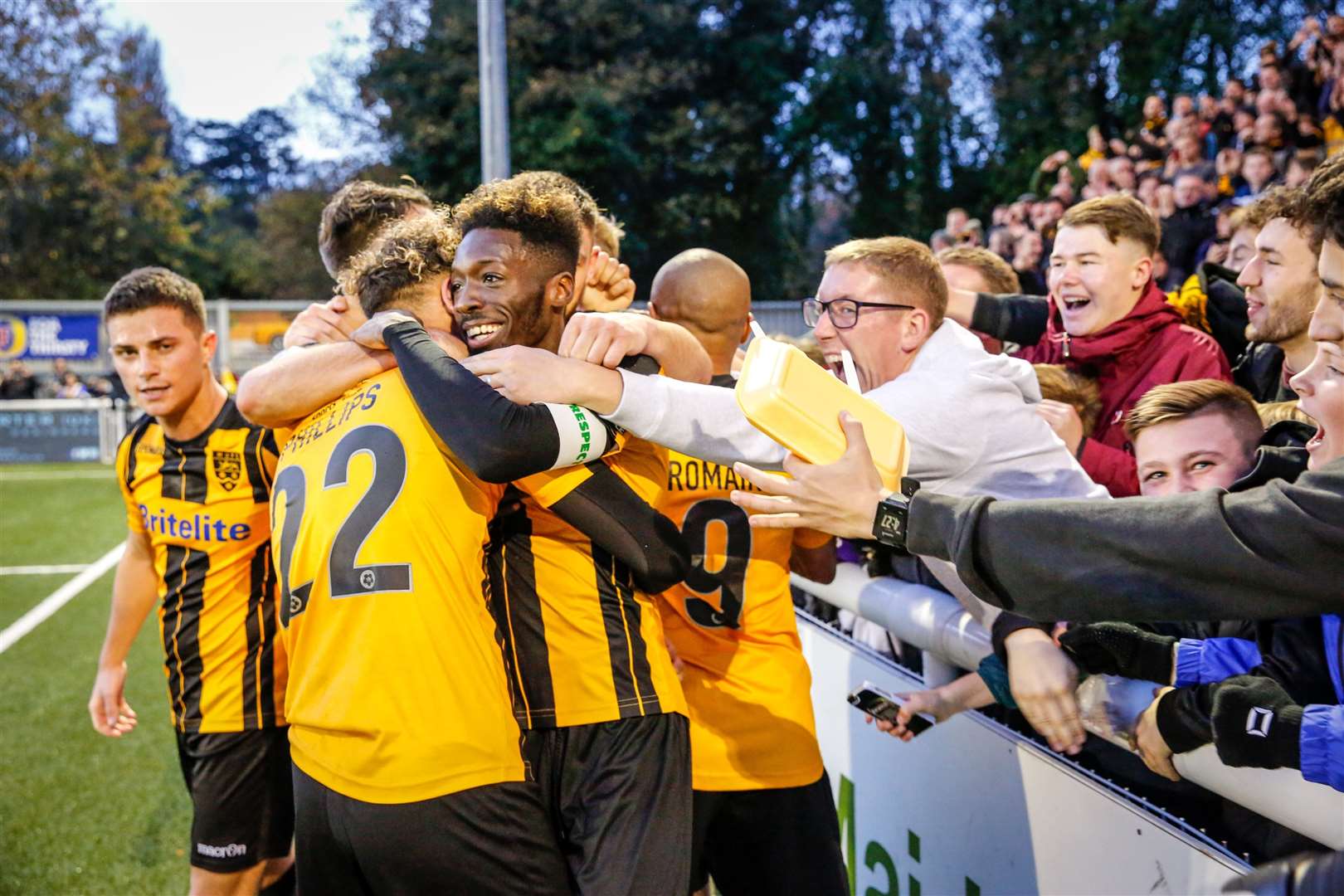 Blair Turgott celebrates an FA Cup goal for Maidstone against Macclesfield. Picture: Matthew Walker.