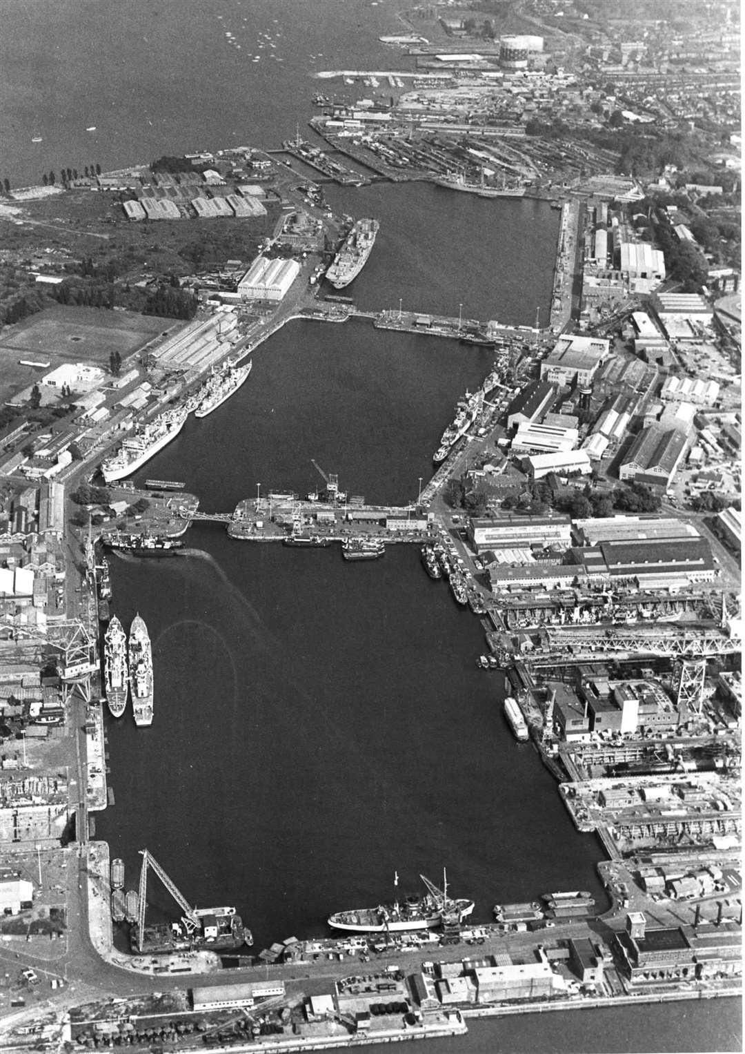 Aerial view of Chatham Dockyard file pic dated June 1975