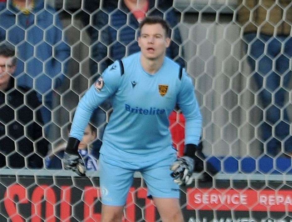 Maidstone United goalkeeper Chris Lewington scored an own goal Picture: Steve Terrell