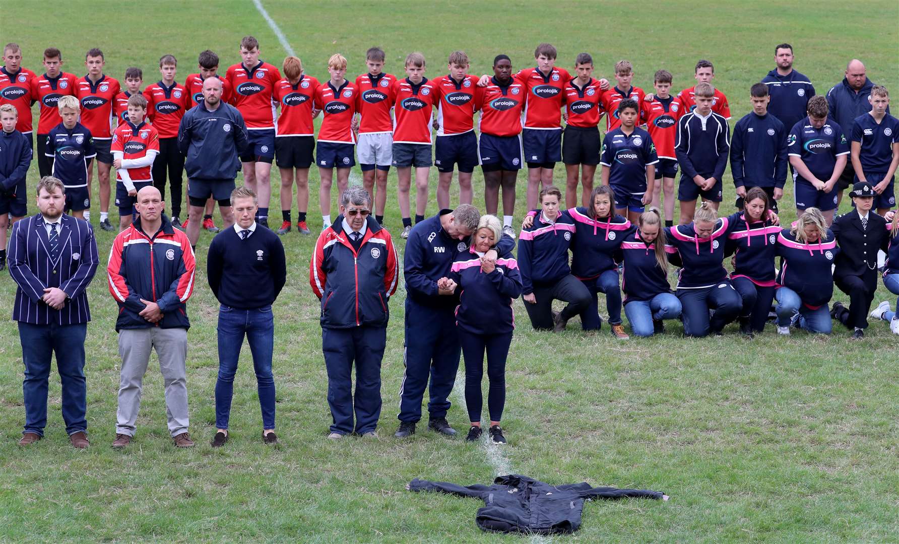 Players observe a minute’s silence at East Grinstead Rugby Club (Gareth Fuller/PA)