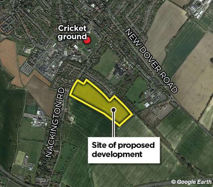 The proposed site for a 200-home development off Nackington Road in Canterbury, which forms part of the wider Mountfield Park surrounding it