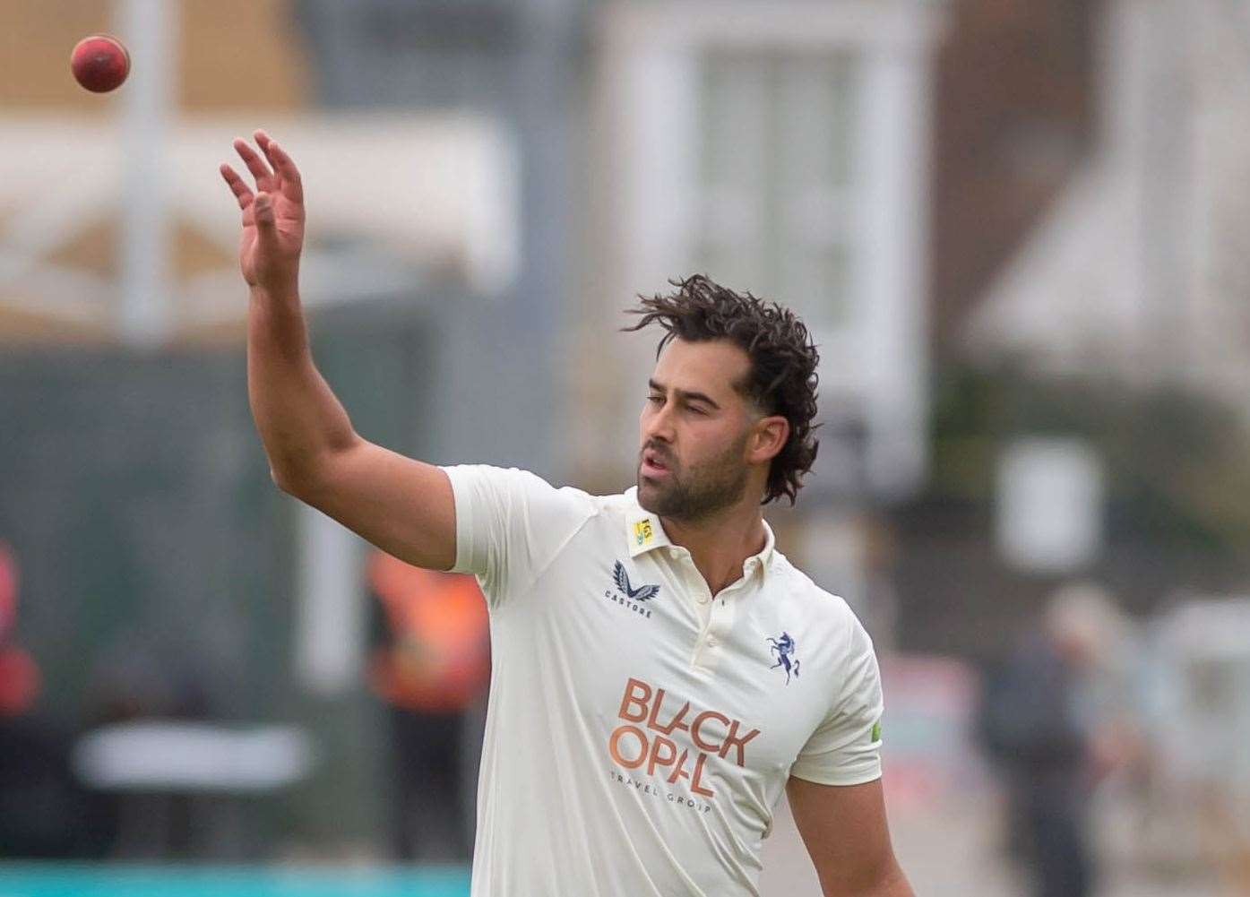 Kent bowler Wes Agar – took 3-114 against Hampshire. Picture: Ian Scammell / Oyster Bay Photography
