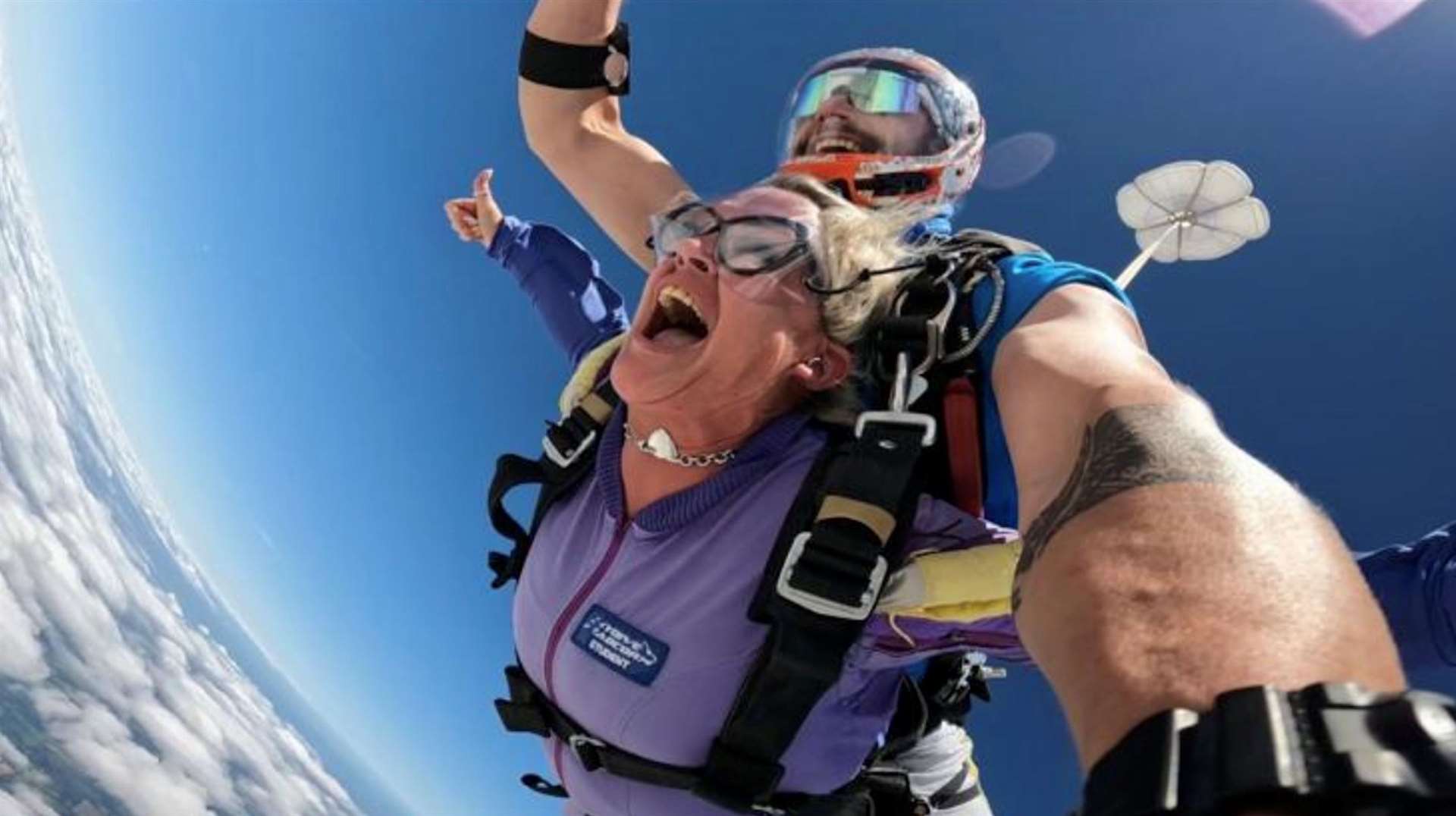 Tanya Huckstep, of Herne Bay, was diagnosed with breast cancer in 2021 but that didn't stop her fulfilling her dream to skydive. Picture: Natalie Reid