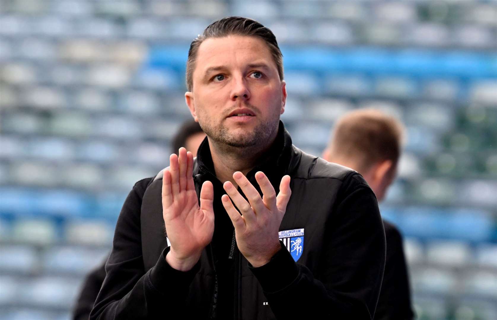 Gillingham manager Mark Bonner will be up against Steve Bruce’s Blackpool in round one of the FA Cup Picture: Barry Goodwin