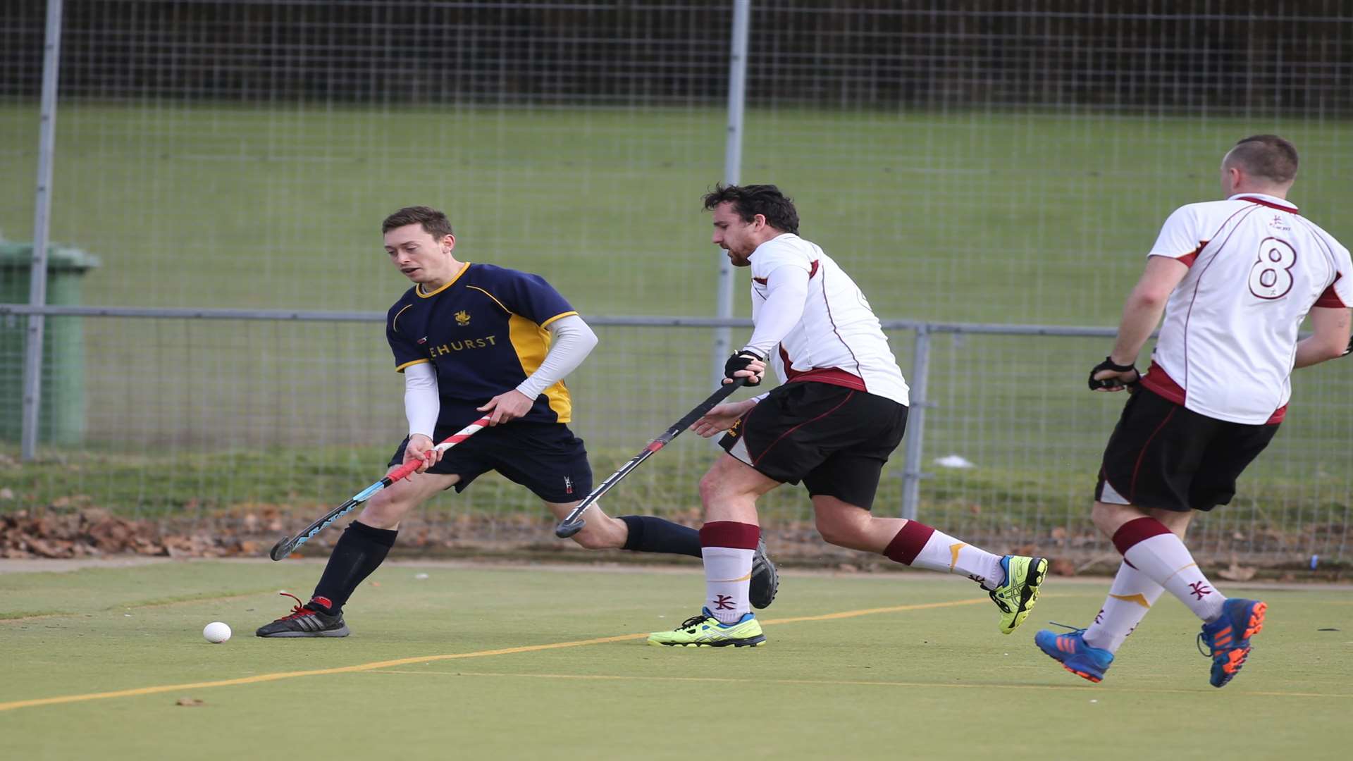 Gore Court play Old Bordenians in white at Gore Court Hockey Club