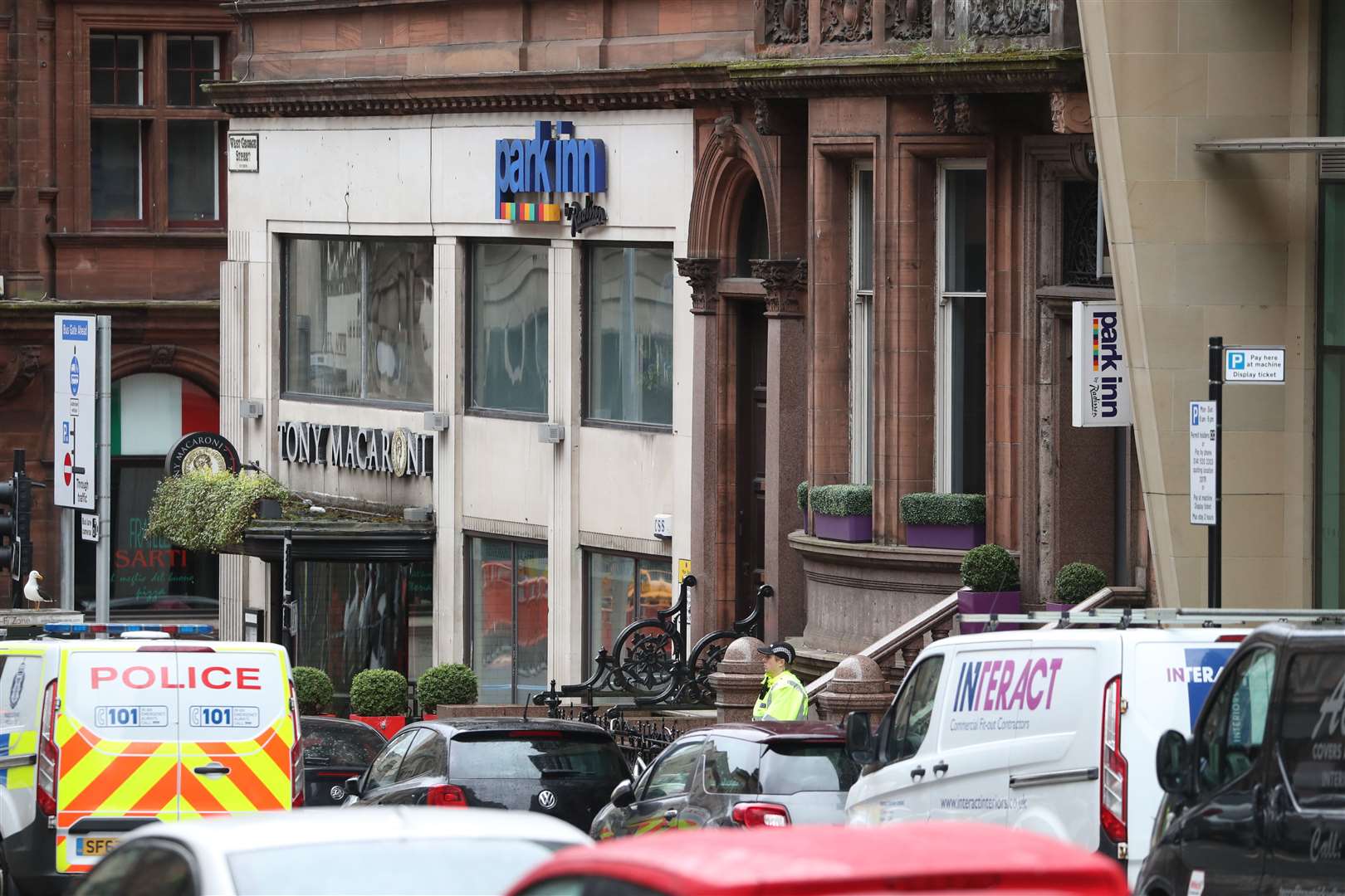 Police officers at Park Inn Hotel in West George Street, Glasgow (Andrew Milligan/PA)