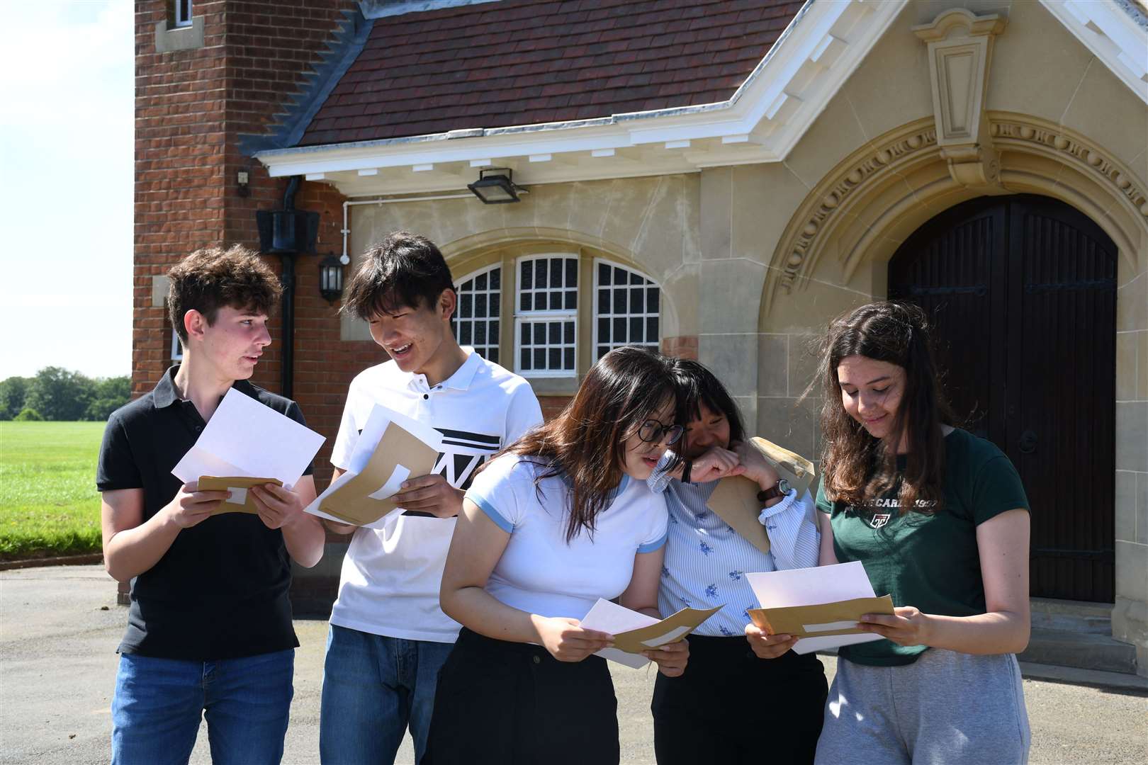 Pupils checking their result papers. Picture: Duke of York's Royal Military School