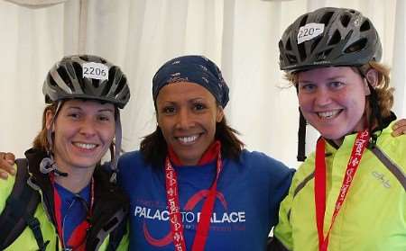 Emma Matthews and Susan Byrne with Dame Kelly Holmes