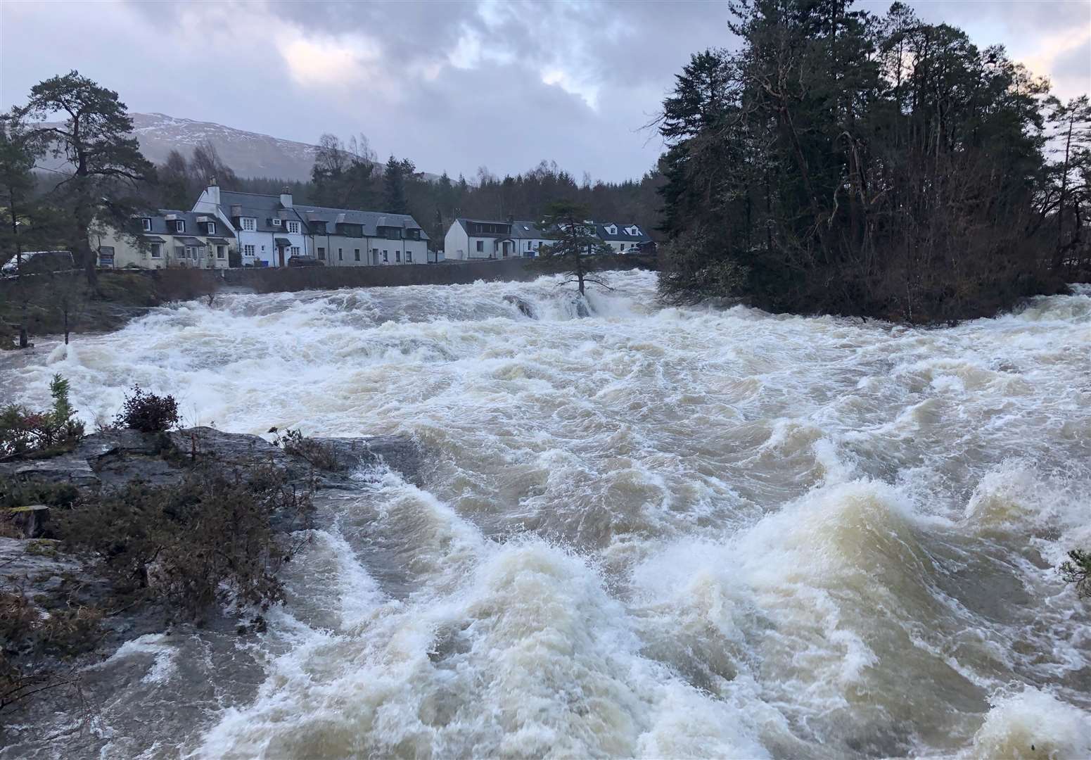 White water at the Falls of Dochart in Killin, Stirling (Laura Paterson/PA)