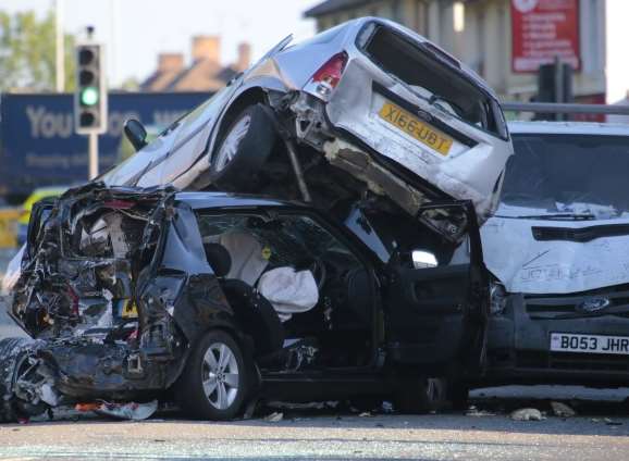 The pile up in Southborough. Picture: Martin Apps