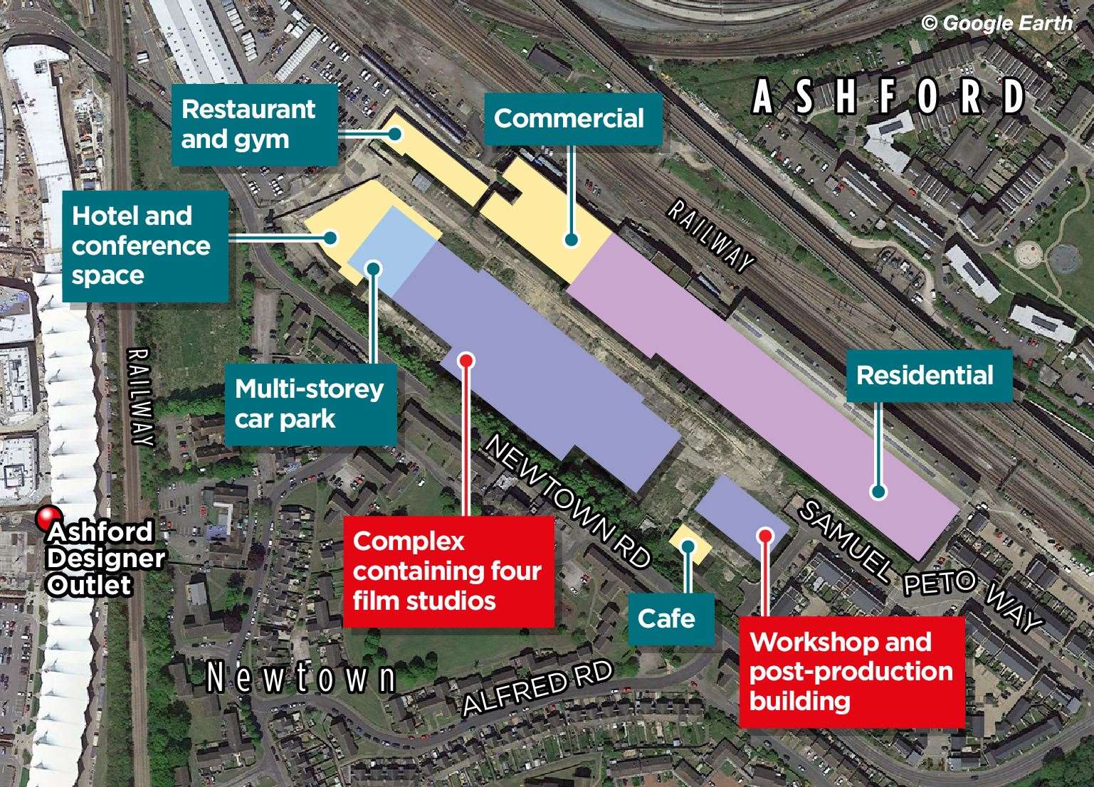 A map of how the Newtown project will look; the site is set to open in 2025