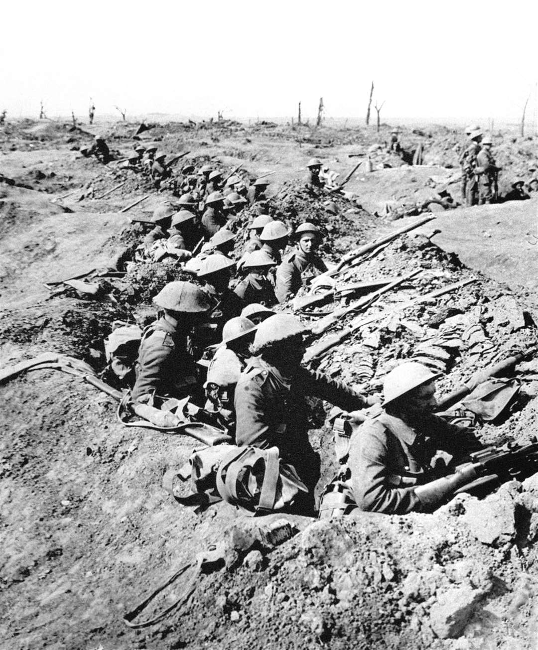 British infantrymen during the Battle of the Somme (PA)