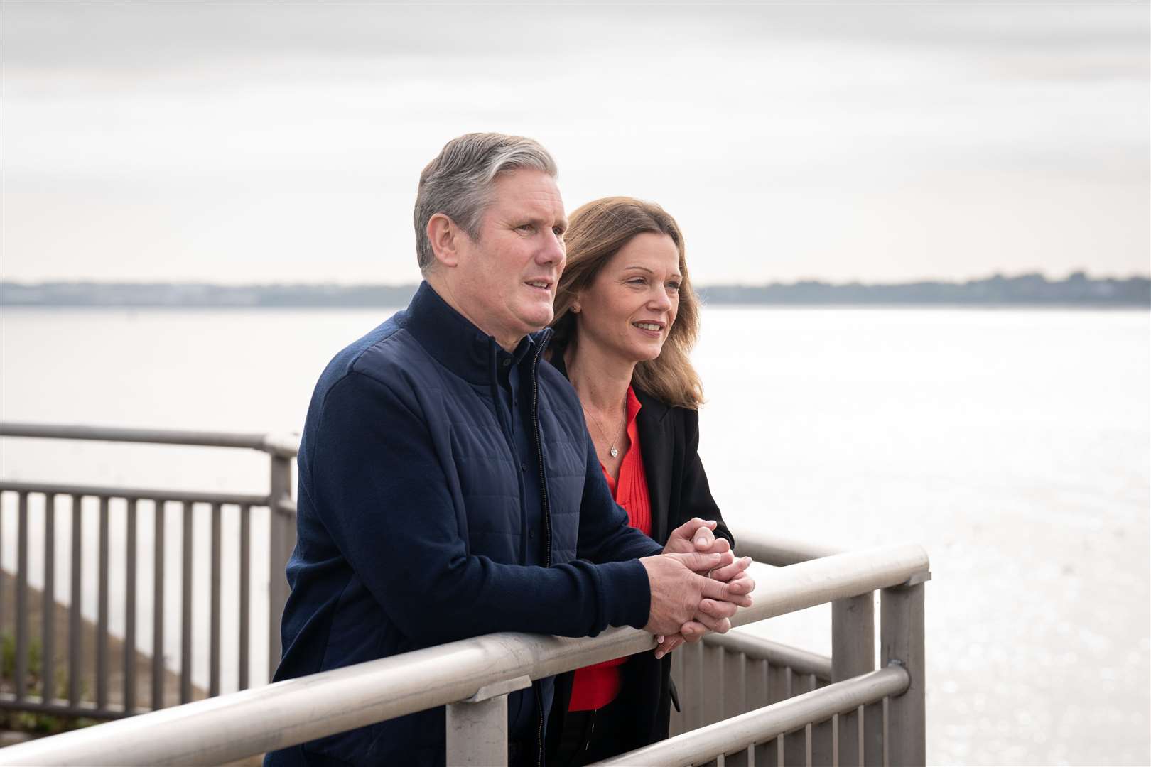 Labour leader Sir Keir Starmer and his wife Victoria takng a walk by the River Mersey (Stefan Rousseau/PA)