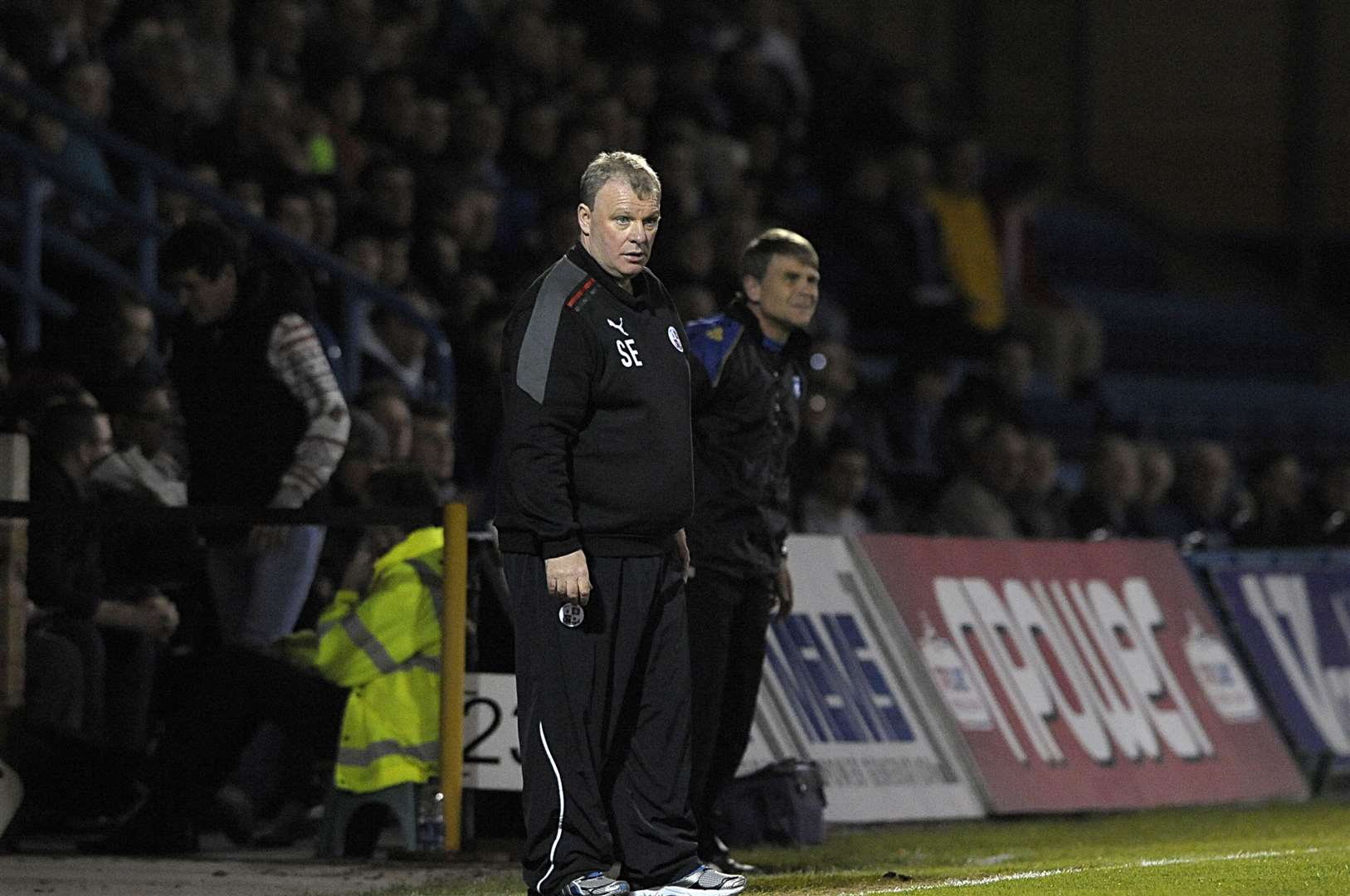 Steve Evans on the touchline at Priestfield while managing Crawley Town Picture: Barry Goodwin
