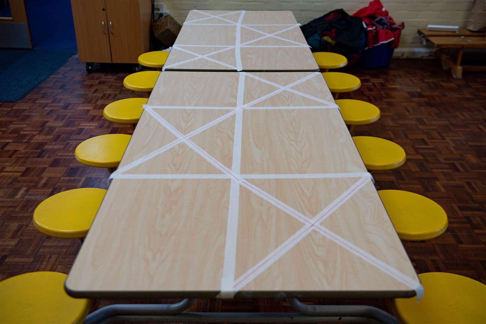 Tables indicate where children may sit (Jacob King/PA)