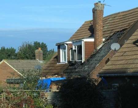 The damage to the house can be seen here. Picture: Angela Cole