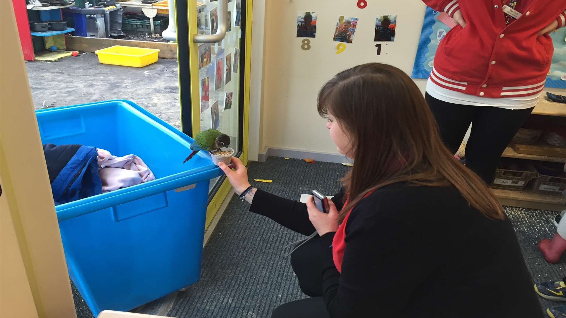 Nadia Hyland coaxed Hugo into the nursery using bird seed