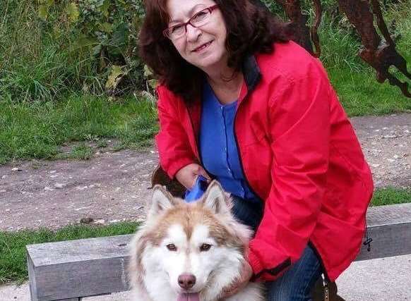 Alicja Hoscilowicz with her pet husky Jacob